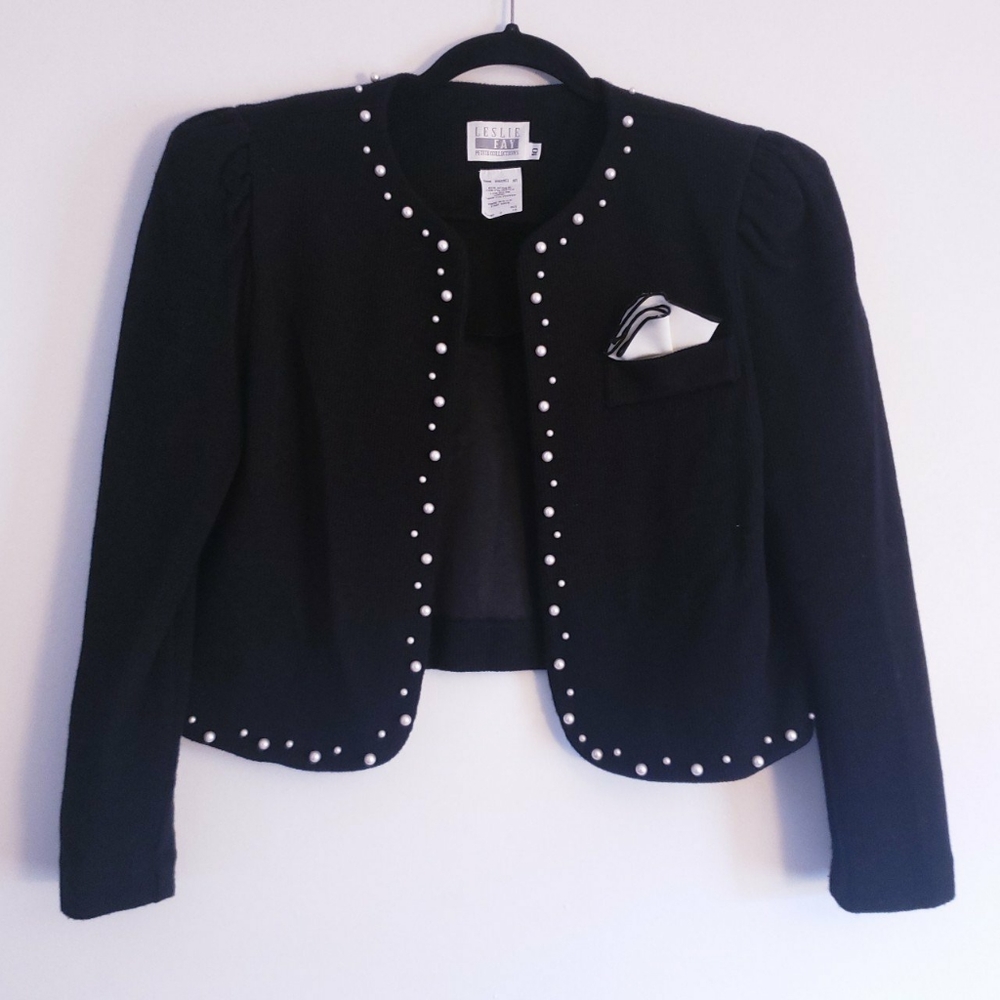 Vtg 80s black crop sweater